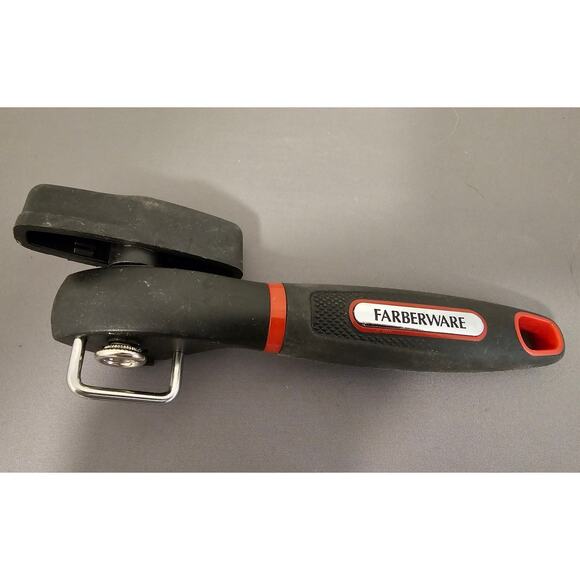 Farberware Smooth Edge Manual Can Opener - Black and Red Grips - 7” - Picture 1 of 7